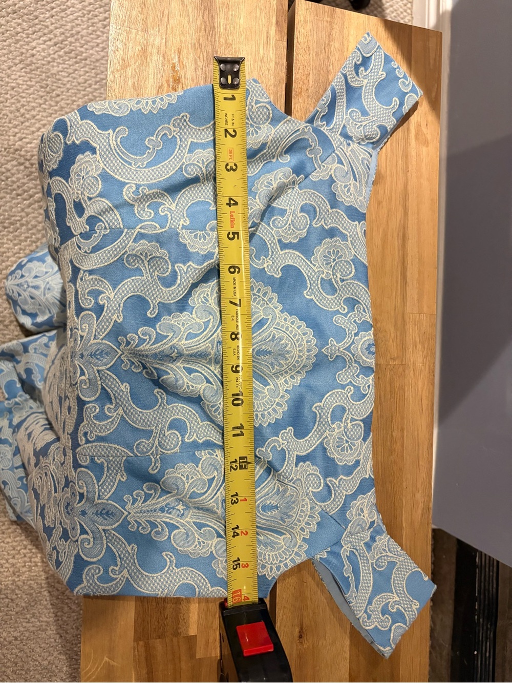 Topshop size 6 Blue and Cream Brocade Fit-and-Flare Dress - Picture 4 of 4
